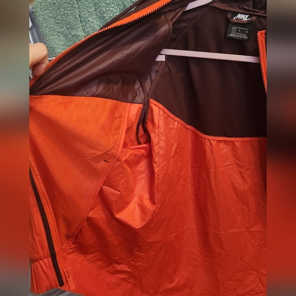 Nike Orange and Brown Hooded Windbreaker Jacket. Women Size Small - Picture 8 of 9